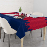 Norway Svalbard Tablecloth with Reindeer Silhouette Forest and Norwegian Flag - Wonder Print Shop