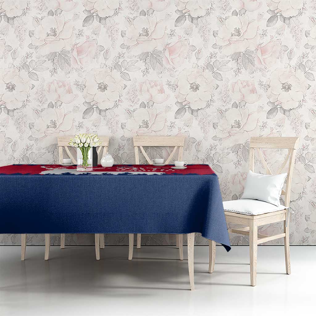 Norway Svalbard Tablecloth with Reindeer Silhouette Forest and Norwegian Flag - Wonder Print Shop