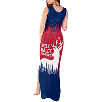 Norway Svalbard Tank Maxi Dress with Reindeer Silhouette Forest and Norwegian Flag - Wonder Print Shop