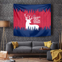 Norway Svalbard Tapestry with Reindeer Silhouette Forest and Norwegian Flag - Wonder Print Shop