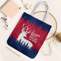 Norway Svalbard Tote Bag with Reindeer Silhouette Forest and Norwegian Flag - Wonder Print Shop