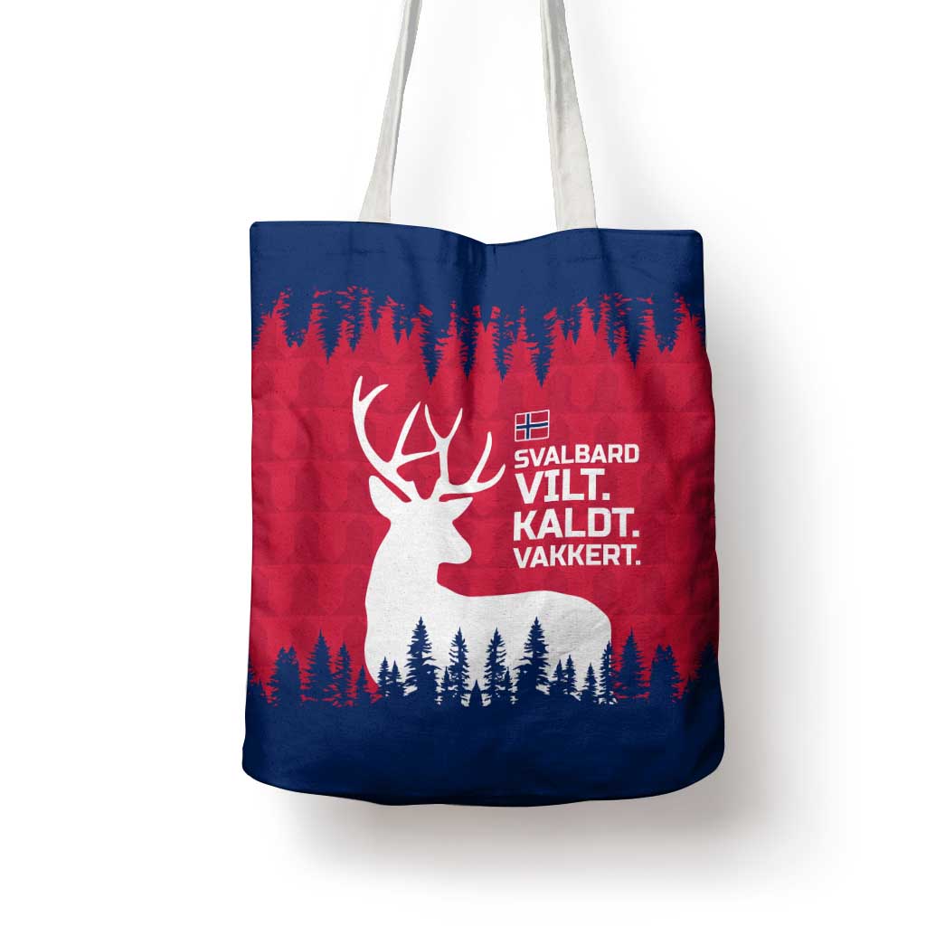 Norway Svalbard Tote Bag with Reindeer Silhouette Forest and Norwegian Flag - Wonder Print Shop