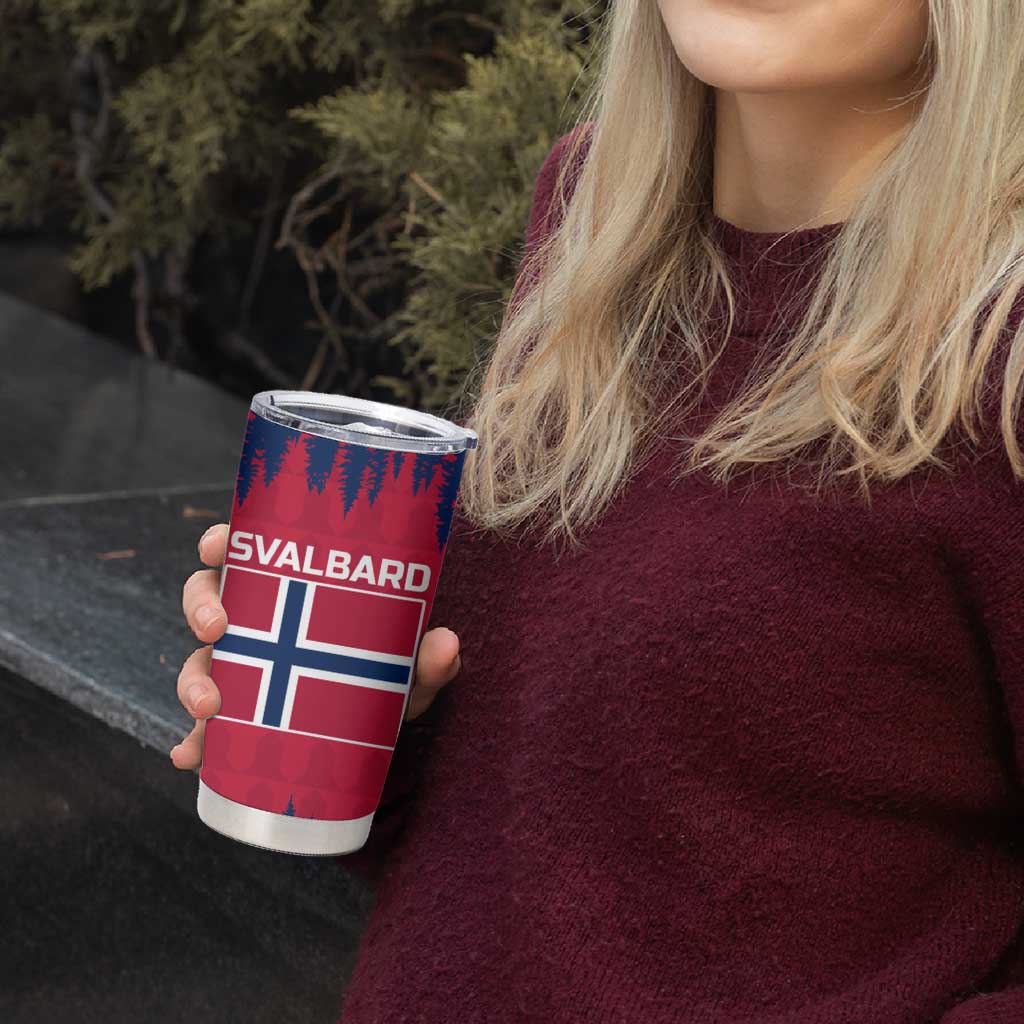 Norway Svalbard Tumbler Cup with Reindeer Silhouette Forest and Norwegian Flag - Wonder Print Shop