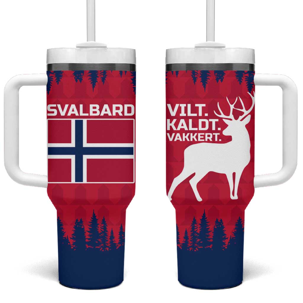 Norway Svalbard Tumbler With Handle with Reindeer Silhouette Forest and Norwegian Flag - Wonder Print Shop