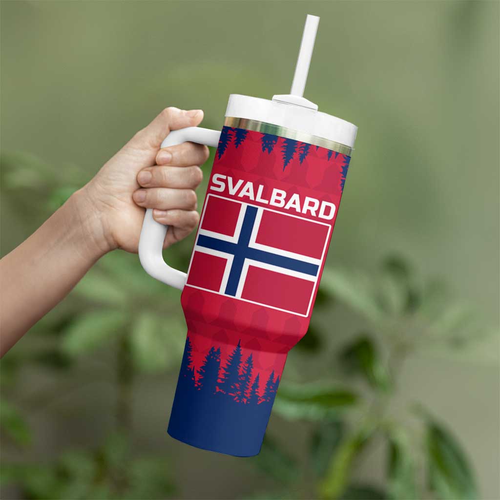Norway Svalbard Tumbler With Handle with Reindeer Silhouette Forest and Norwegian Flag - Wonder Print Shop