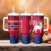 Norway Svalbard Tumbler With Handle with Reindeer Silhouette Forest and Norwegian Flag - Wonder Print Shop