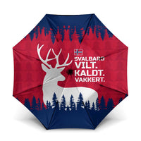 Norway Svalbard Umbrella with Reindeer Silhouette Forest and Norwegian Flag - Wonder Print Shop