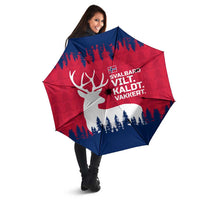 Norway Svalbard Umbrella with Reindeer Silhouette Forest and Norwegian Flag - Wonder Print Shop