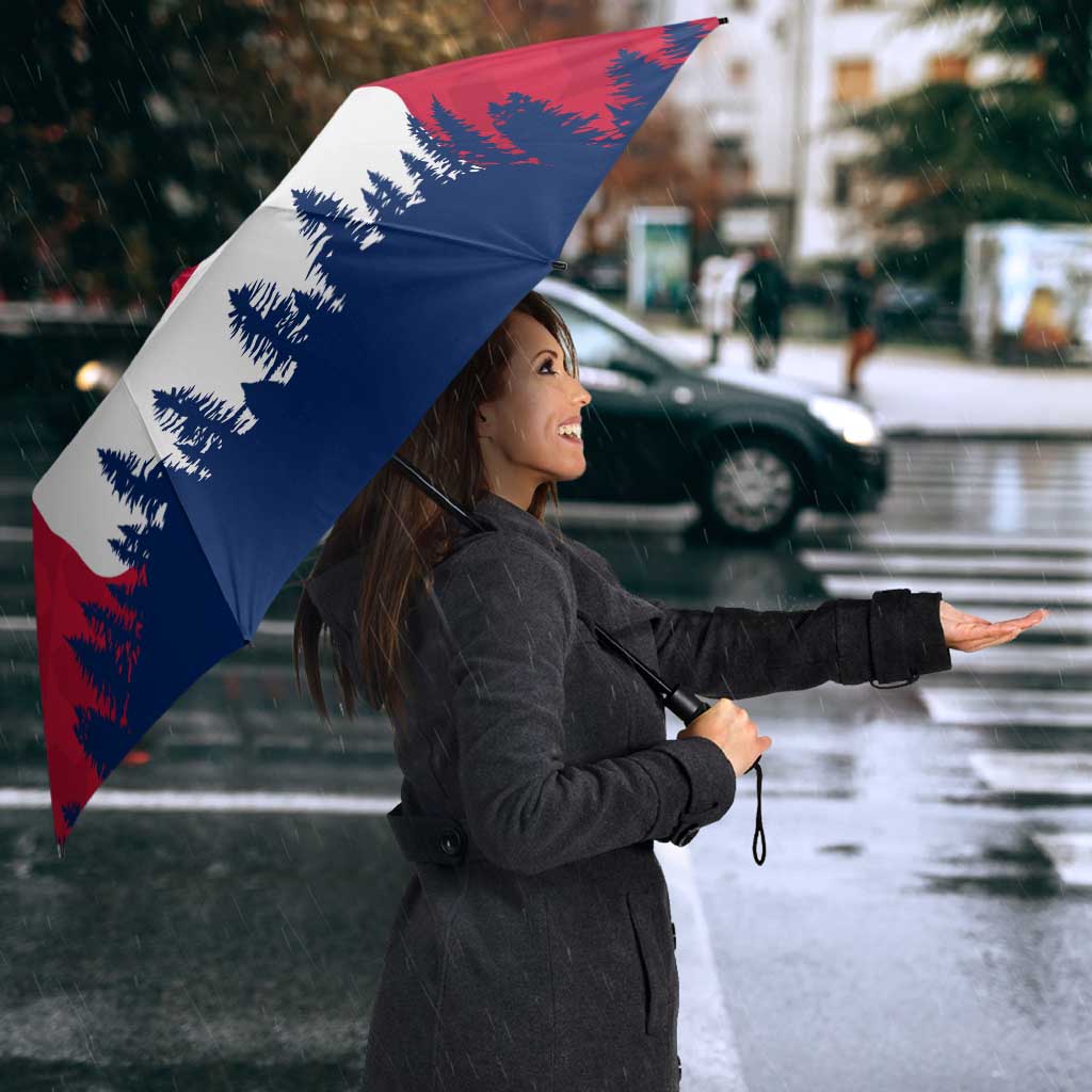 Norway Svalbard Umbrella with Reindeer Silhouette Forest and Norwegian Flag - Wonder Print Shop