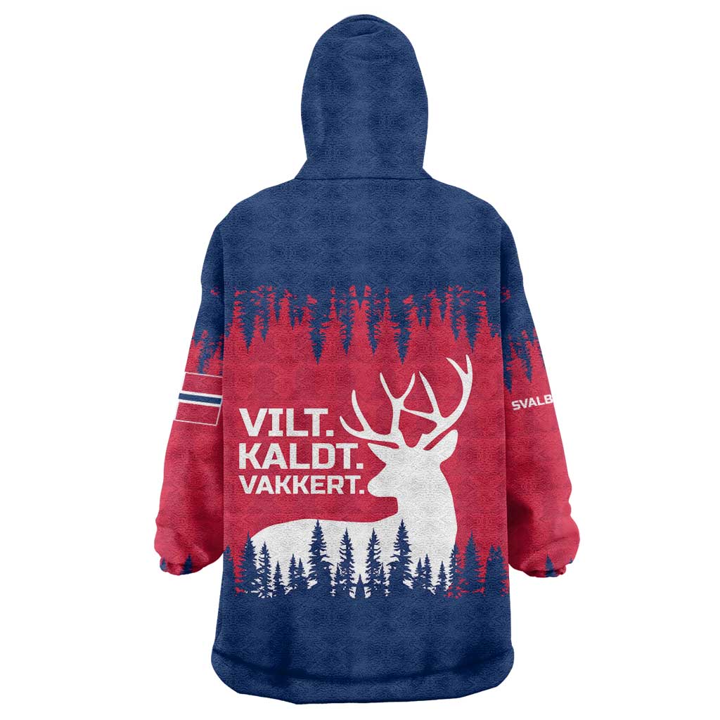 Norway Svalbard Wearable Blanket Hoodie with Reindeer Silhouette Forest and Norwegian Flag - Wonder Print Shop