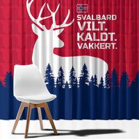 Norway Svalbard Window Curtain with Reindeer Silhouette Forest and Norwegian Flag - Wonder Print Shop