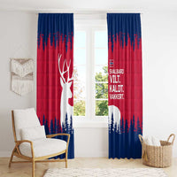 Norway Svalbard Window Curtain with Reindeer Silhouette Forest and Norwegian Flag - Wonder Print Shop