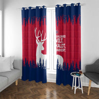 Norway Svalbard Window Curtain with Reindeer Silhouette Forest and Norwegian Flag - Wonder Print Shop