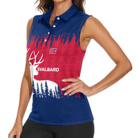 Norway Svalbard Women Sleeveless Polo Shirt with Reindeer Silhouette Forest and Norwegian Flag - Wonder Print Shop