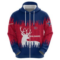 Norway Svalbard Zip Hoodie with Reindeer Silhouette Forest and Norwegian Flag - Wonder Print Shop