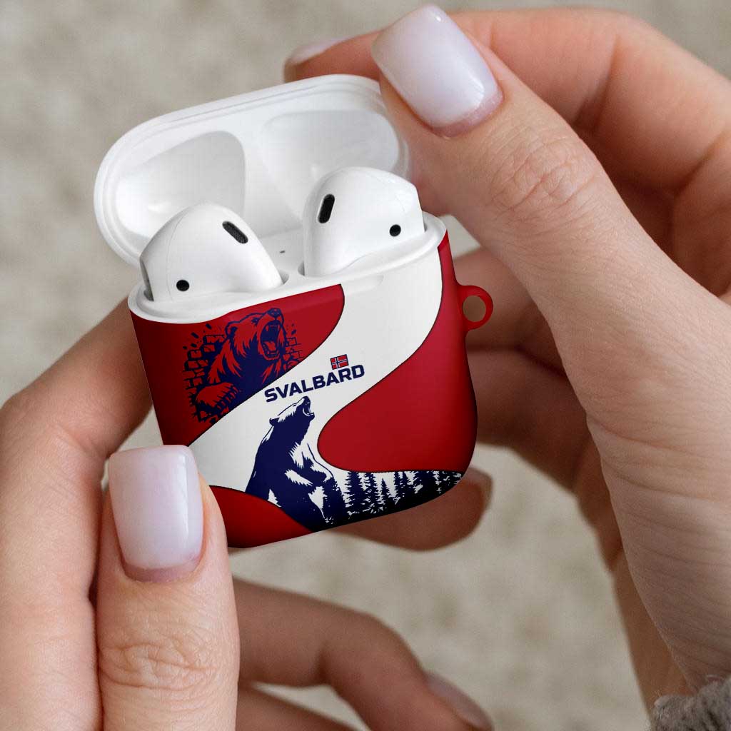 Svalbard Norway AirPods Case with Polar Bear Forest and Norwegian Flag - Wonder Print Shop