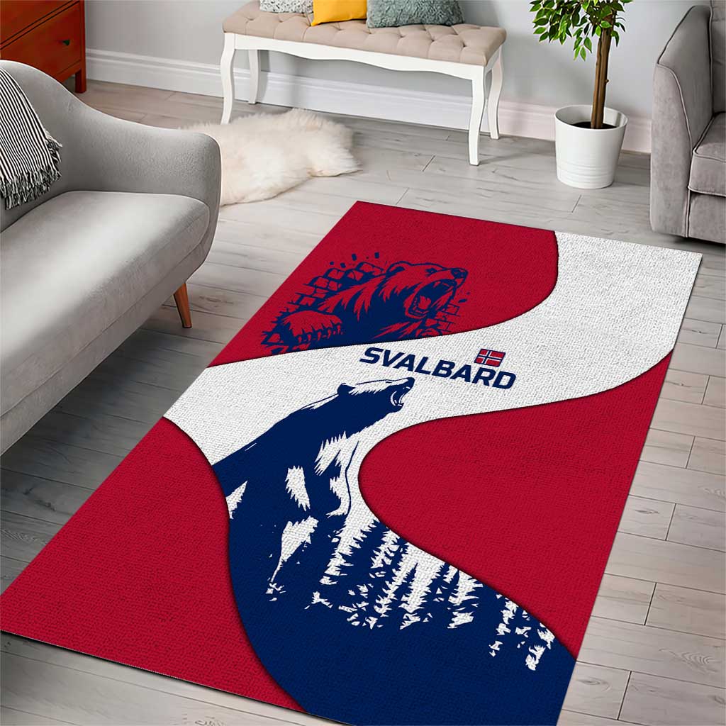 Svalbard Norway Area Rug with Polar Bear Forest and Norwegian Flag - Wonder Print Shop