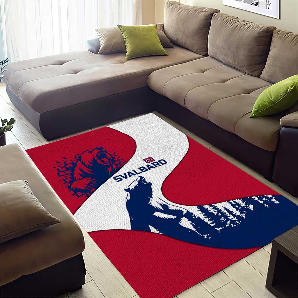 Svalbard Norway Area Rug with Polar Bear Forest and Norwegian Flag - Wonder Print Shop