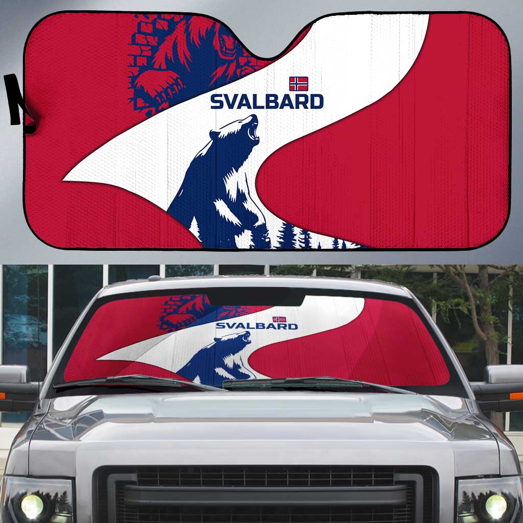 Svalbard Norway Auto Sun Shade with Polar Bear Forest and Norwegian Flag - Wonder Print Shop
