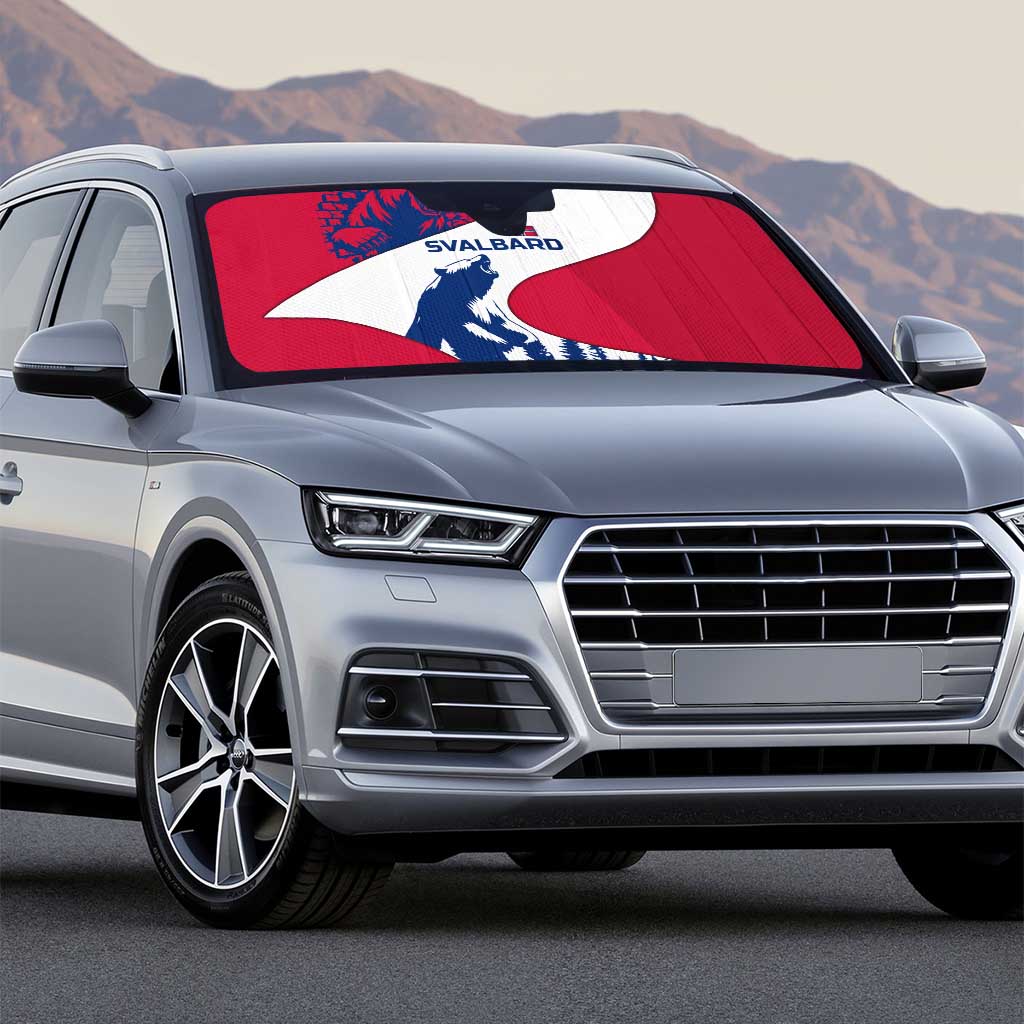 Svalbard Norway Auto Sun Shade with Polar Bear Forest and Norwegian Flag - Wonder Print Shop