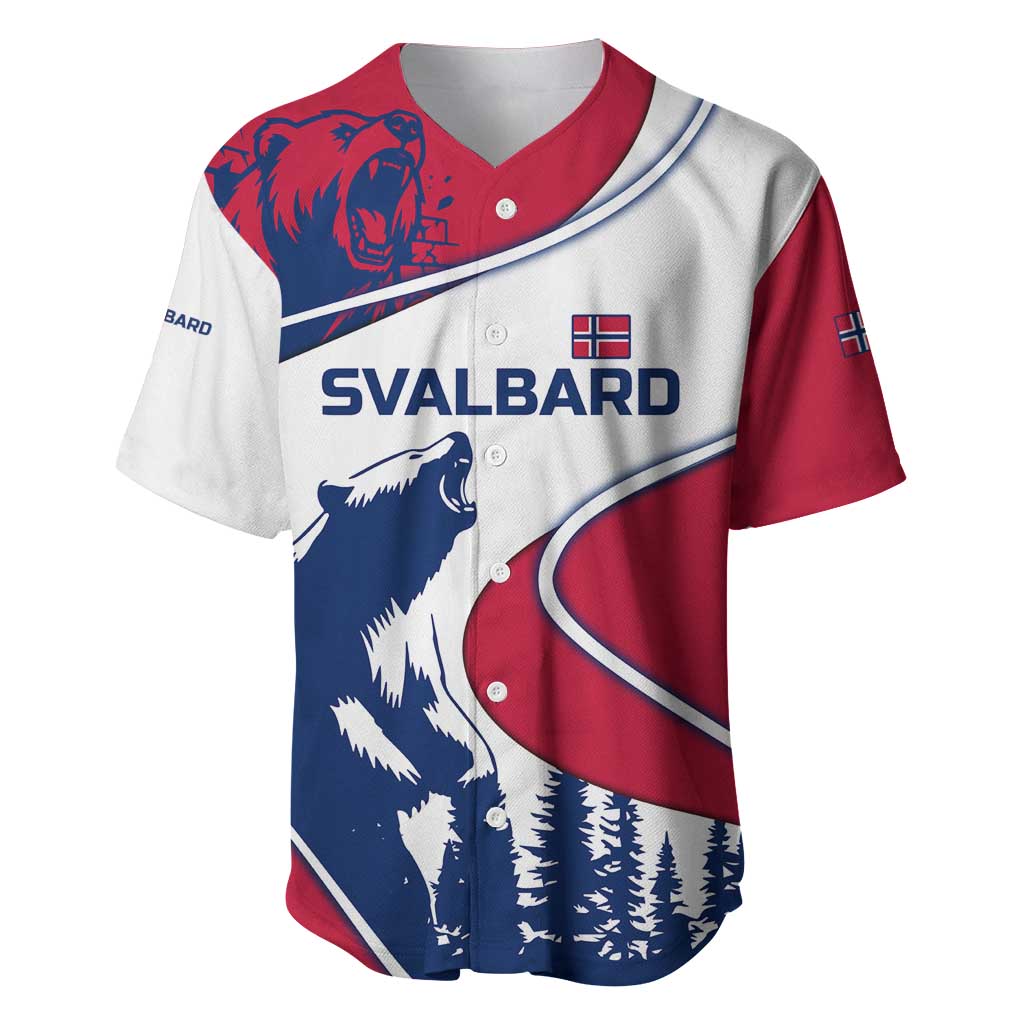 Svalbard Norway Baseball Jersey with Polar Bear Forest and Norwegian Flag - Wonder Print Shop