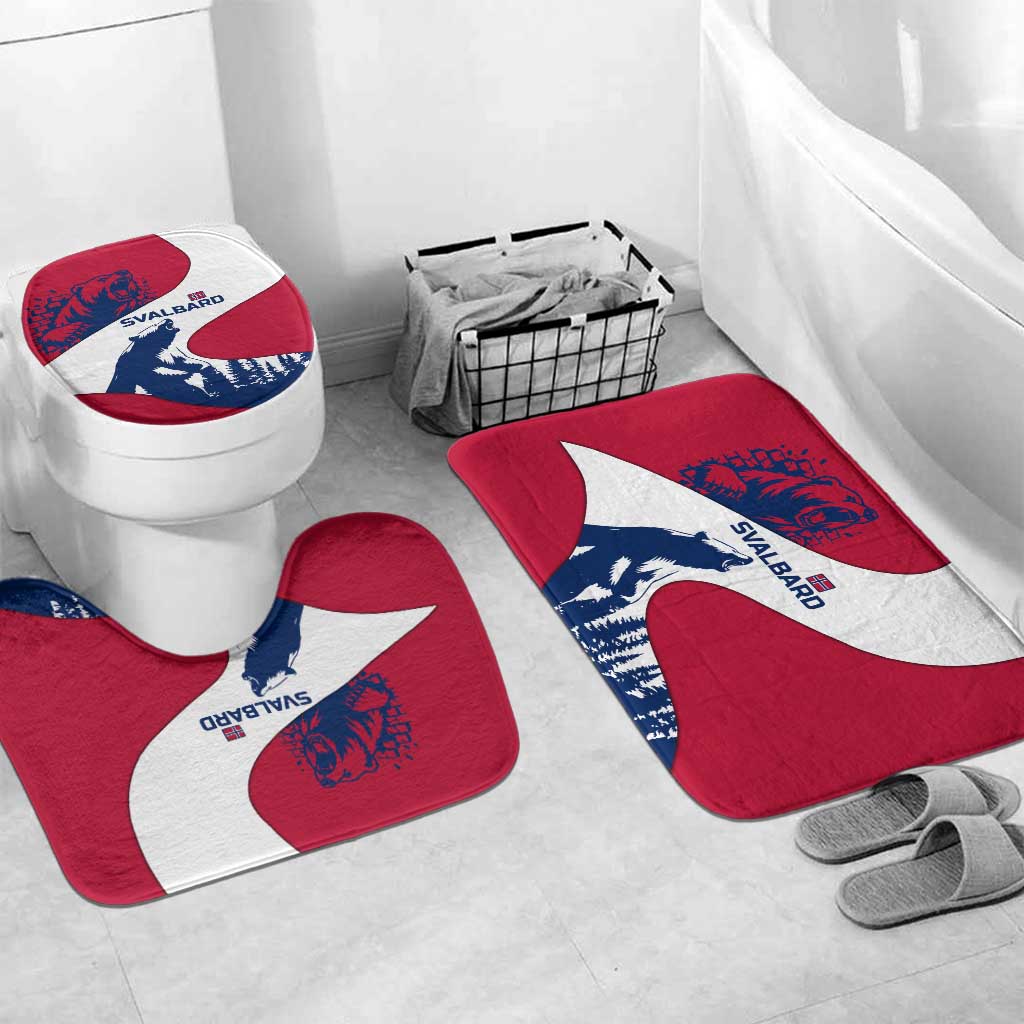 Svalbard Norway Bathroom Set with Polar Bear Forest and Norwegian Flag - Wonder Print Shop