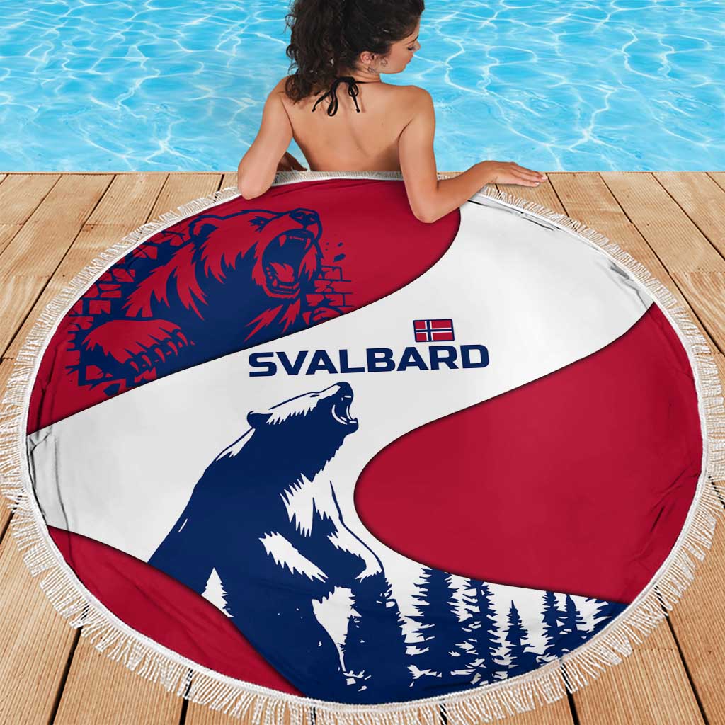 Svalbard Norway Beach Blanket with Polar Bear Forest and Norwegian Flag - Wonder Print Shop