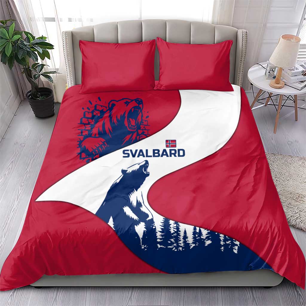 Svalbard Norway Bedding Set with Polar Bear Forest and Norwegian Flag - Wonder Print Shop