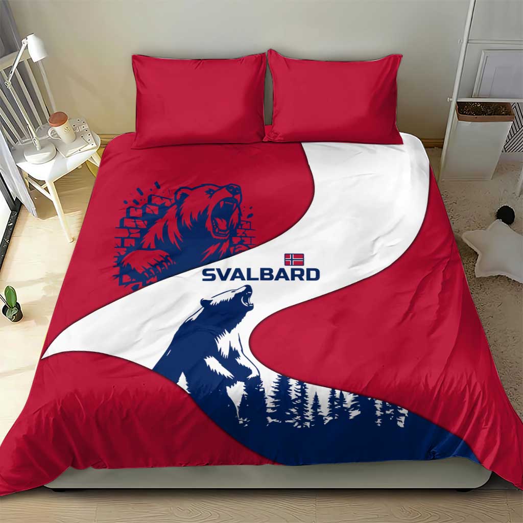 Svalbard Norway Bedding Set with Polar Bear Forest and Norwegian Flag - Wonder Print Shop