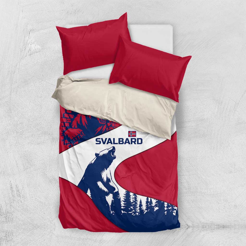 Svalbard Norway Bedding Set with Polar Bear Forest and Norwegian Flag - Wonder Print Shop