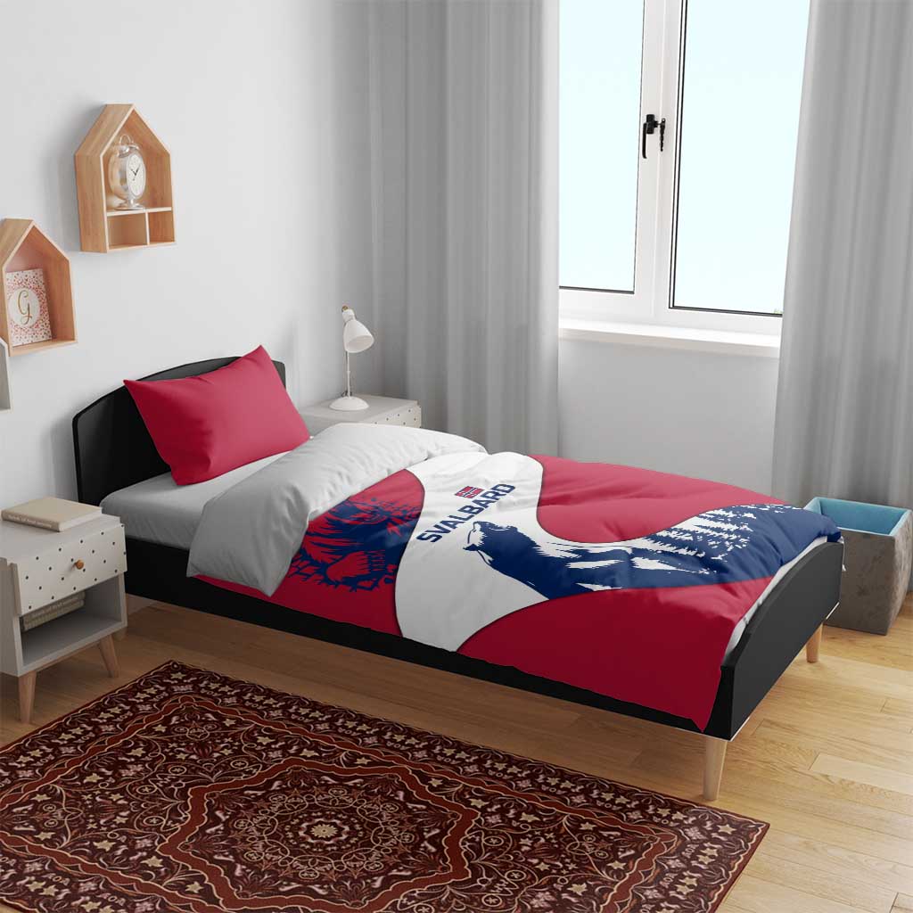 Svalbard Norway Bedding Set with Polar Bear Forest and Norwegian Flag - Wonder Print Shop