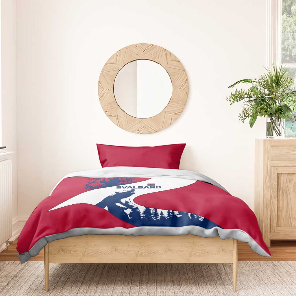 Svalbard Norway Bedding Set with Polar Bear Forest and Norwegian Flag - Wonder Print Shop