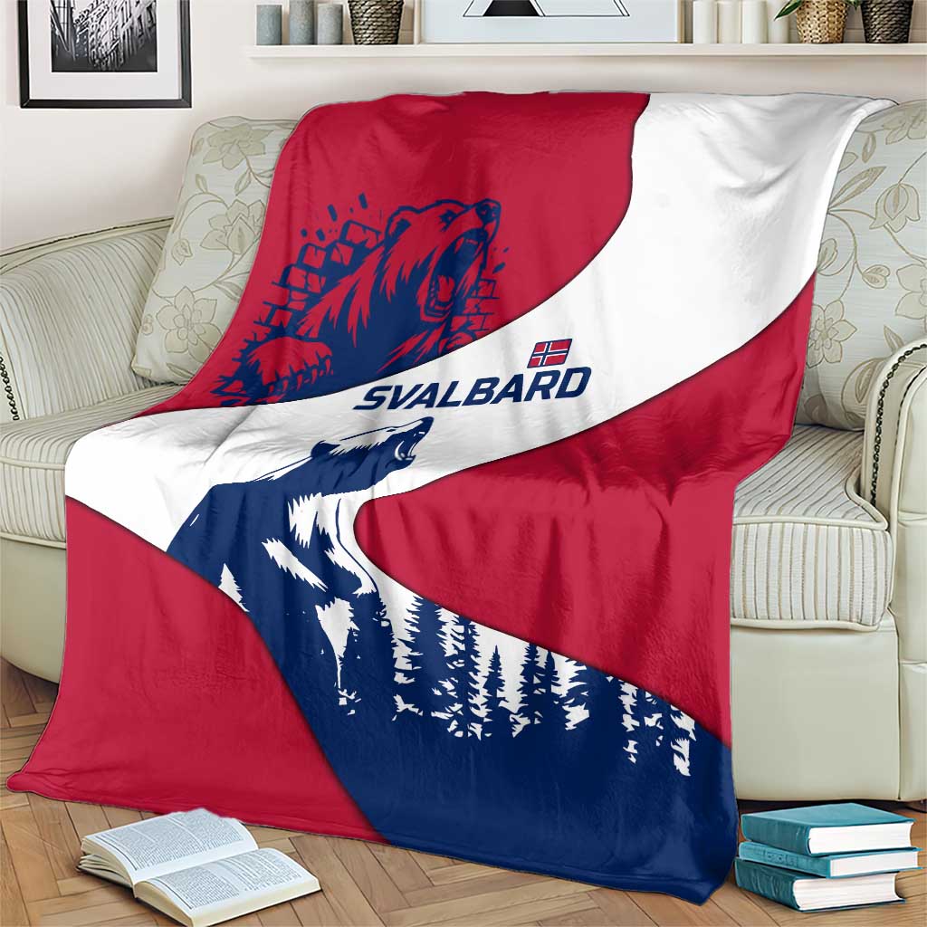 Svalbard Norway Blanket with Polar Bear Forest and Norwegian Flag - Wonder Print Shop