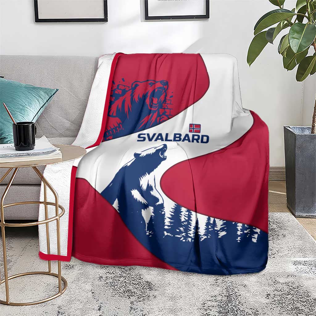 Svalbard Norway Blanket with Polar Bear Forest and Norwegian Flag - Wonder Print Shop