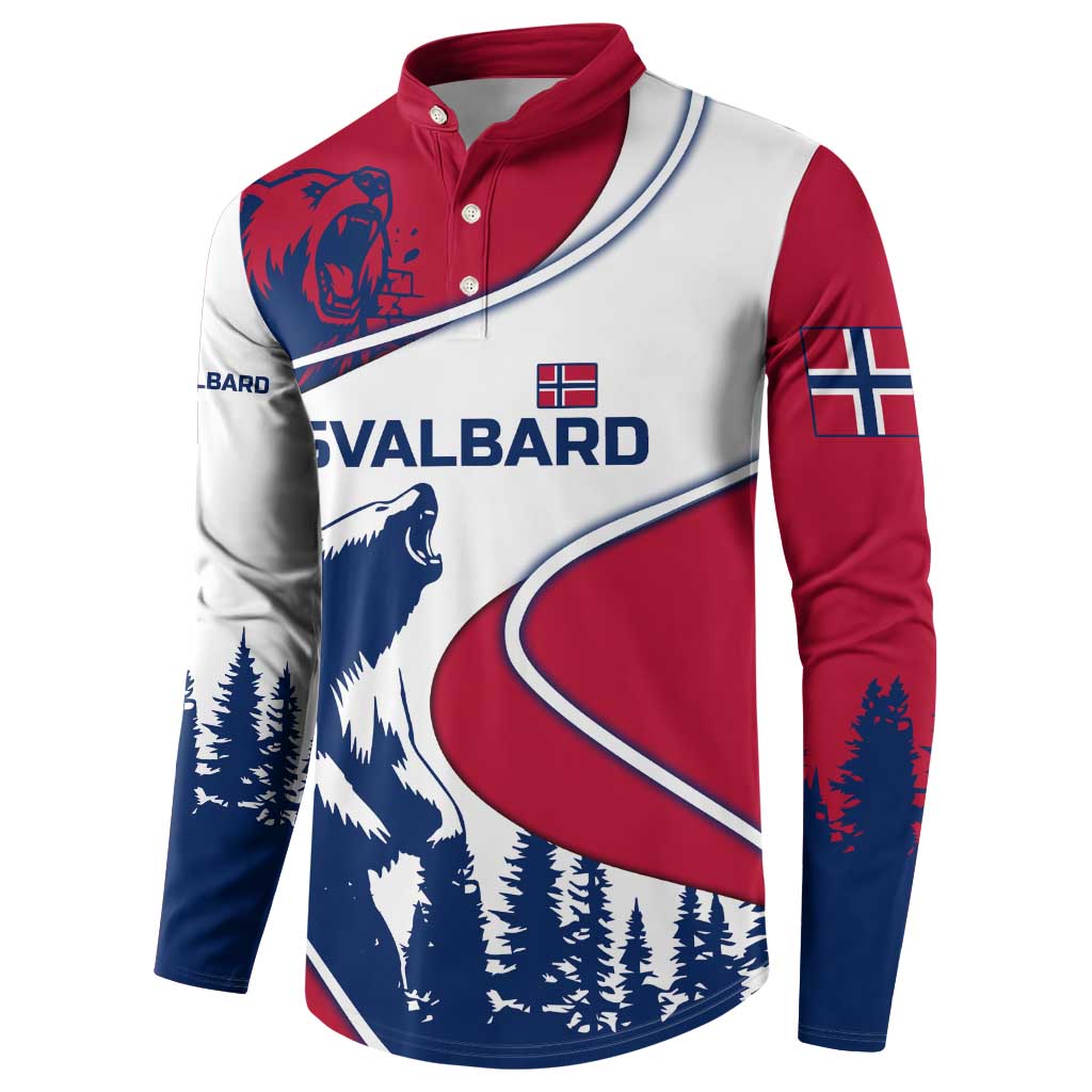 Svalbard Norway Button Sweatshirt with Polar Bear Forest and Norwegian Flag - Wonder Print Shop