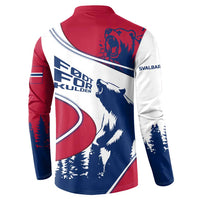 Svalbard Norway Button Sweatshirt with Polar Bear Forest and Norwegian Flag - Wonder Print Shop