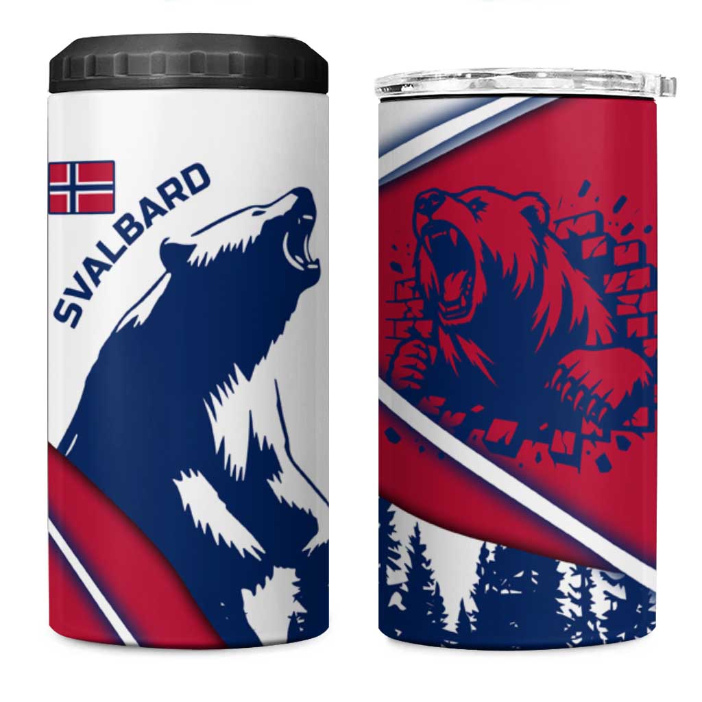 Svalbard Norway 4 in 1 Can Cooler Tumbler with Polar Bear Forest and Norwegian Flag - Wonder Print Shop