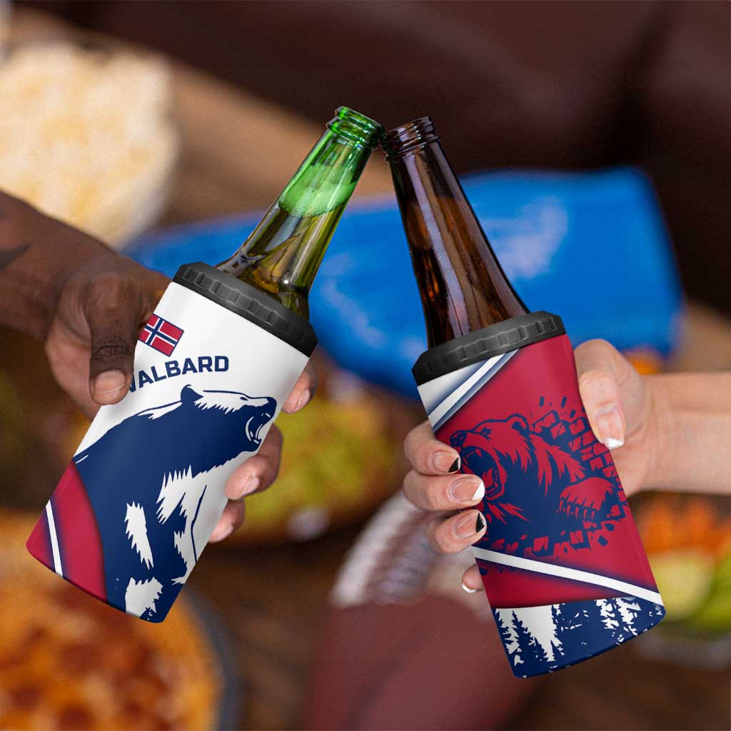 Svalbard Norway 4 in 1 Can Cooler Tumbler with Polar Bear Forest and Norwegian Flag - Wonder Print Shop