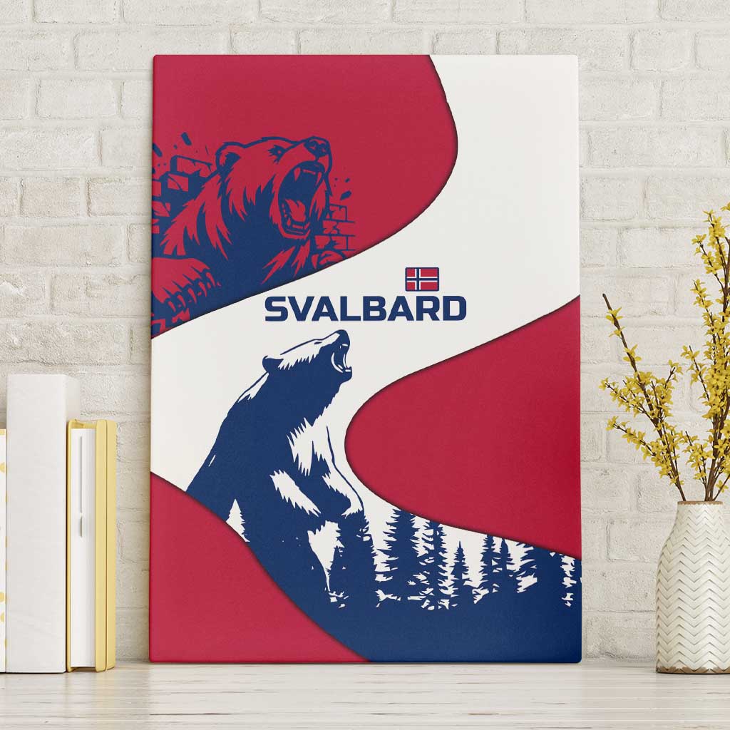Svalbard Norway Canvas Wall Art with Polar Bear Forest and Norwegian Flag - Wonder Print Shop
