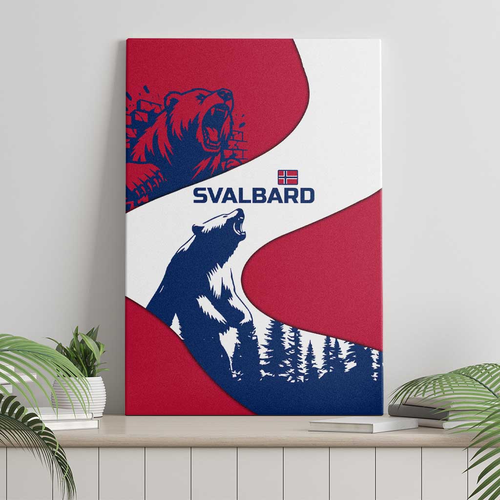 Svalbard Norway Canvas Wall Art with Polar Bear Forest and Norwegian Flag - Wonder Print Shop