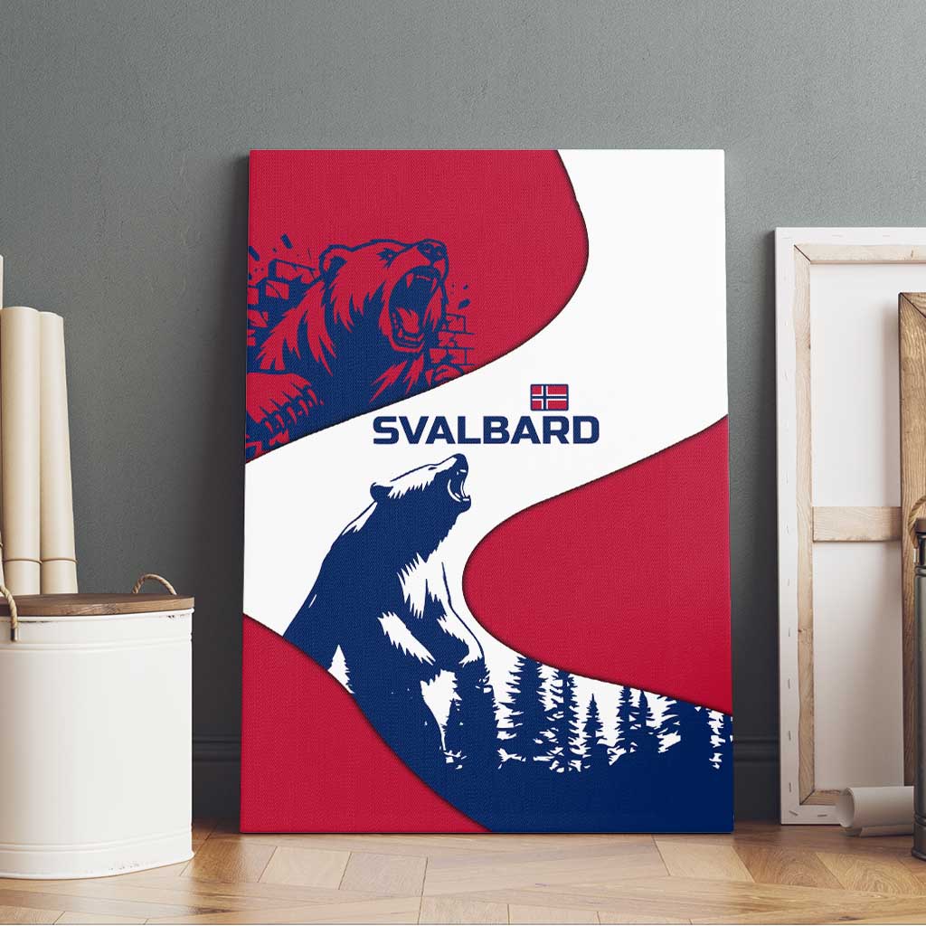 Svalbard Norway Canvas Wall Art with Polar Bear Forest and Norwegian Flag - Wonder Print Shop