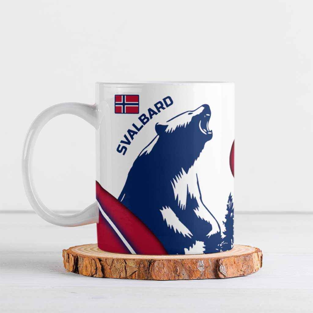Svalbard Norway Ceramic Mug with Polar Bear Forest and Norwegian Flag - Wonder Print Shop