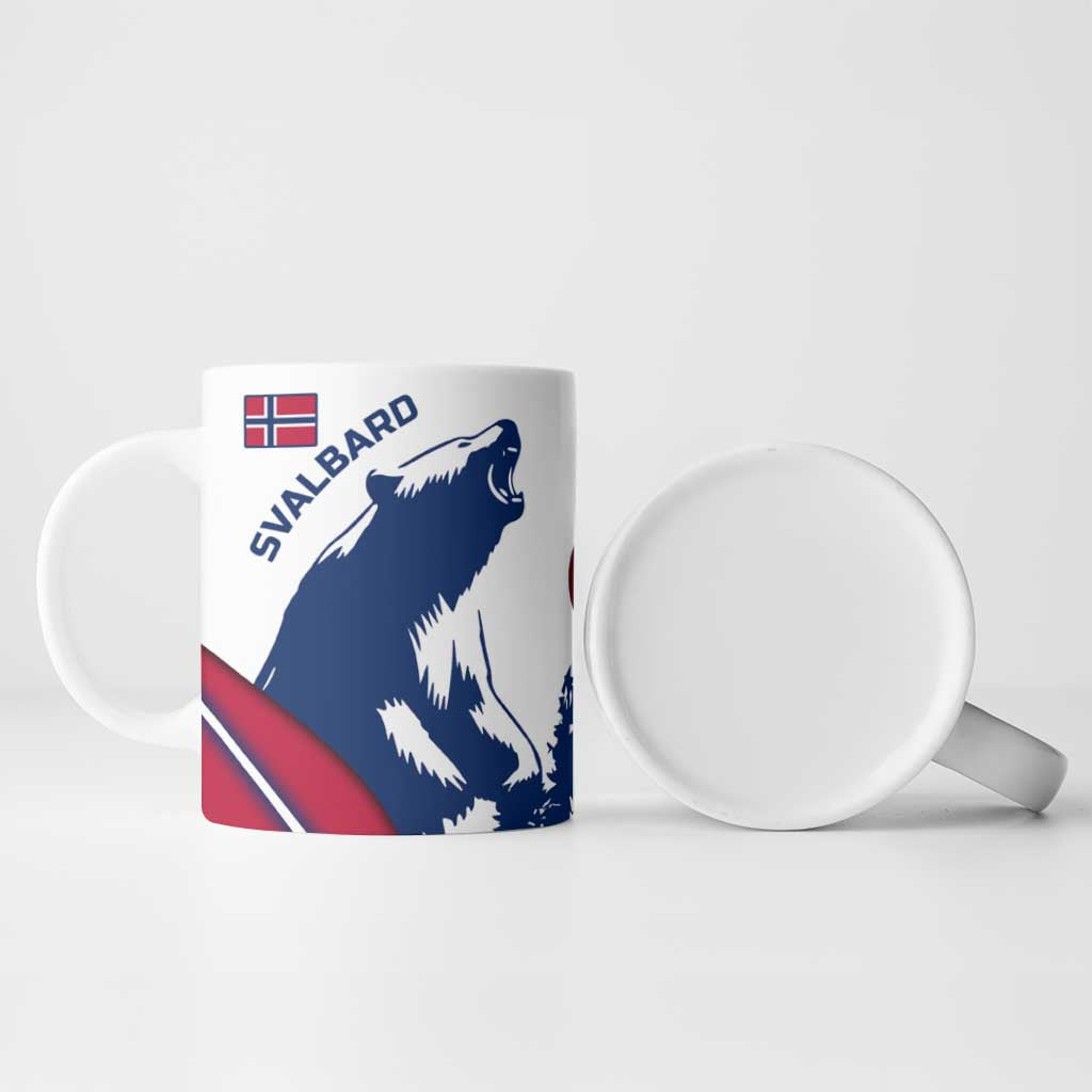 Svalbard Norway Ceramic Mug with Polar Bear Forest and Norwegian Flag - Wonder Print Shop