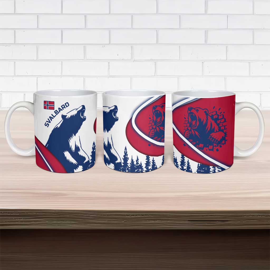 Svalbard Norway Ceramic Mug with Polar Bear Forest and Norwegian Flag - Wonder Print Shop