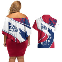 Svalbard Norway Couples Matching Off Shoulder Short Dress and Hawaiian Shirt with Polar Bear Forest and Norwegian Flag - Wonder Print Shop