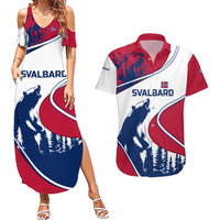 Svalbard Norway Couples Matching Summer Maxi Dress and Hawaiian Shirt with Polar Bear Forest and Norwegian Flag - Wonder Print Shop