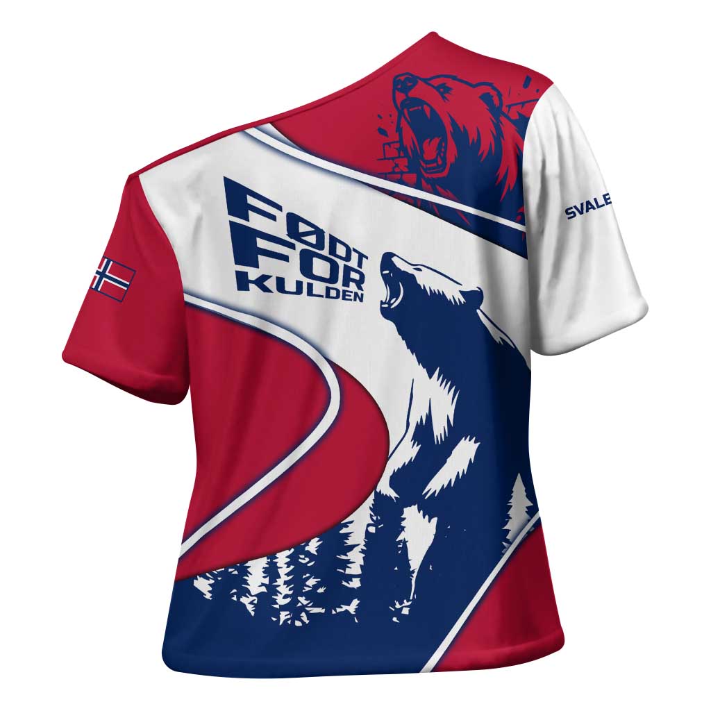 Svalbard Norway Cross Shoulder Shirt with Polar Bear Forest and Norwegian Flag - Wonder Print Shop