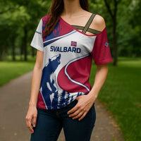 Svalbard Norway Cross Shoulder Shirt with Polar Bear Forest and Norwegian Flag - Wonder Print Shop