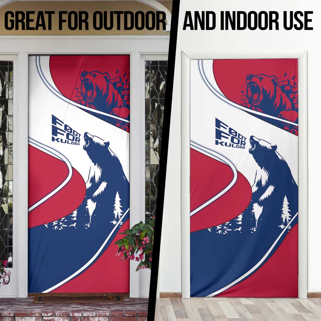 Svalbard Norway Door Cover with Polar Bear Forest and Norwegian Flag - Wonder Print Shop
