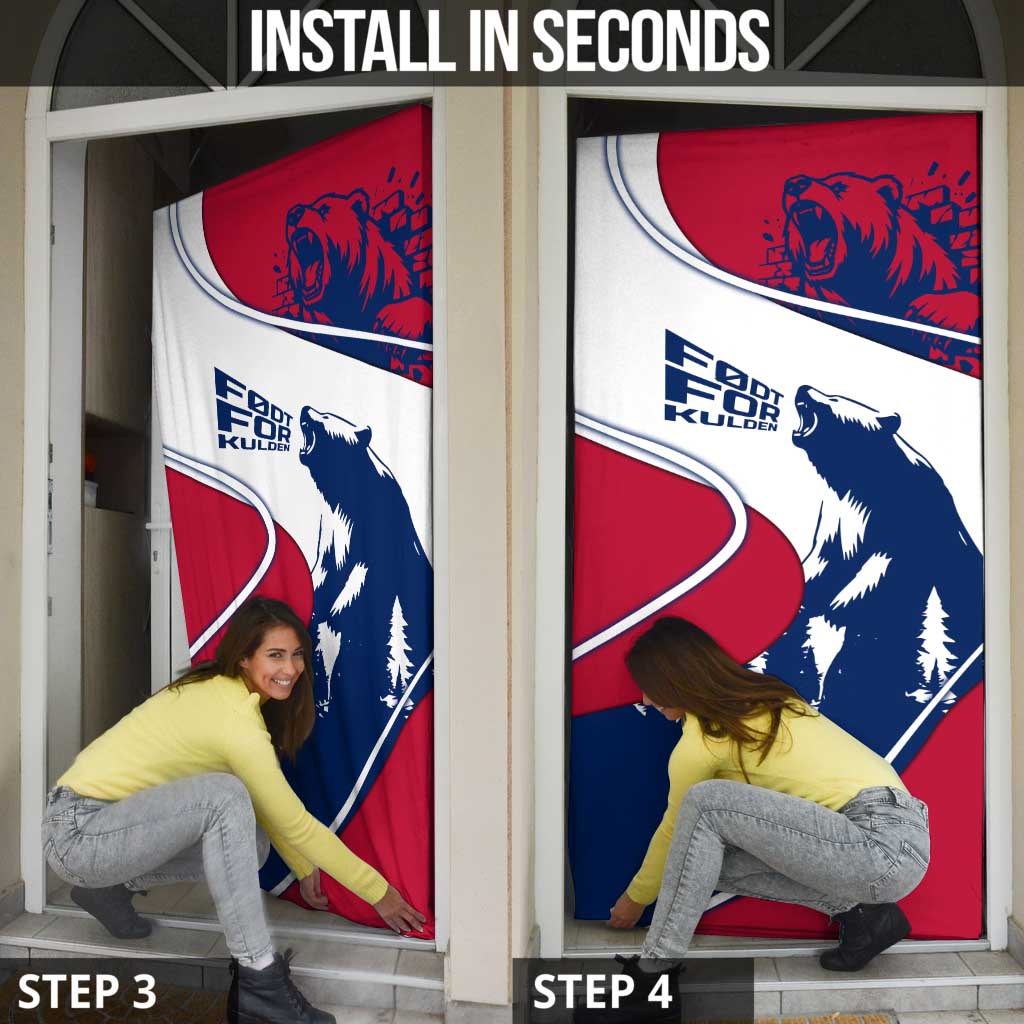 Svalbard Norway Door Cover with Polar Bear Forest and Norwegian Flag - Wonder Print Shop